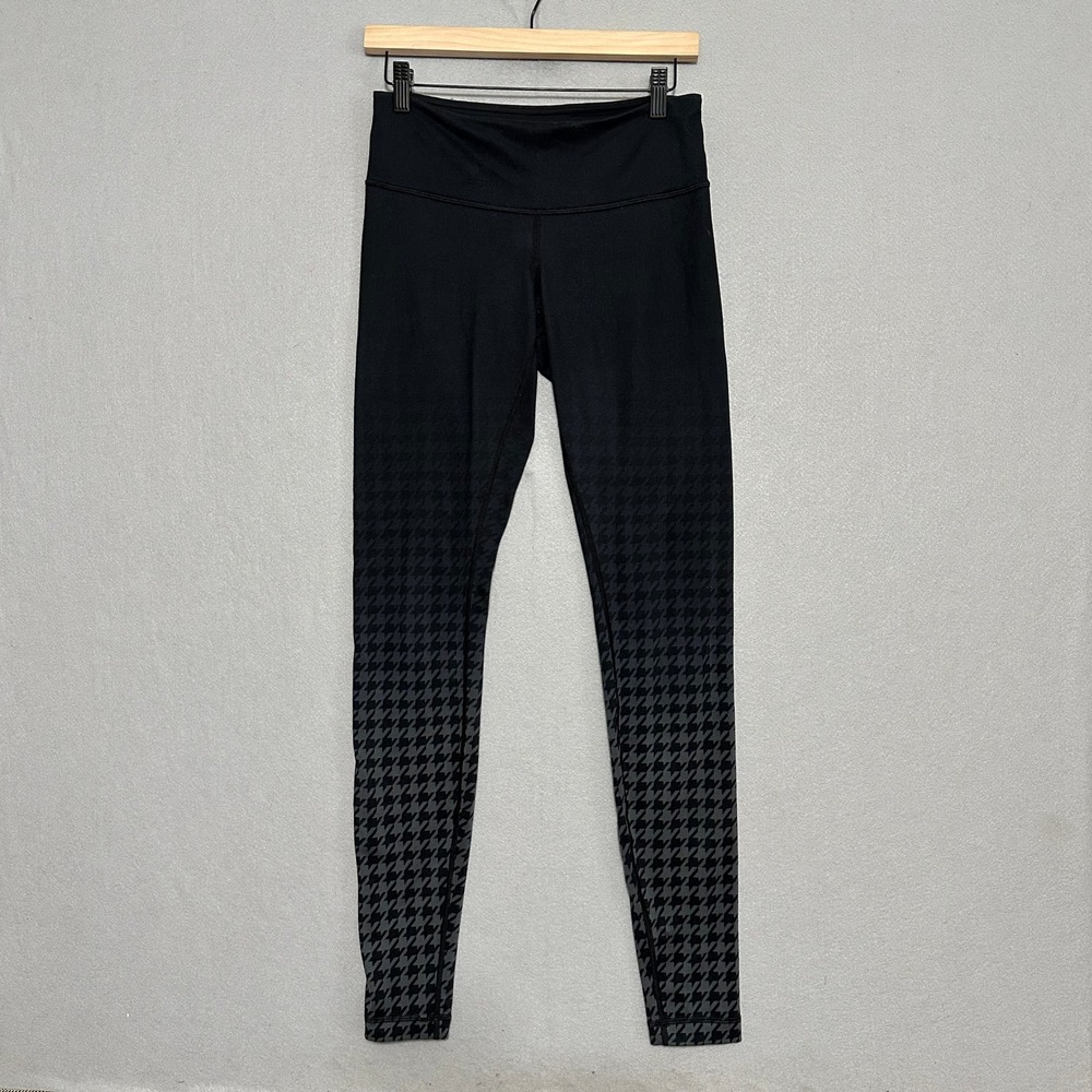 Lululemon Wunder Under Leggings Black Grey Ombre Houndstooth Size 6 Yoga Pants